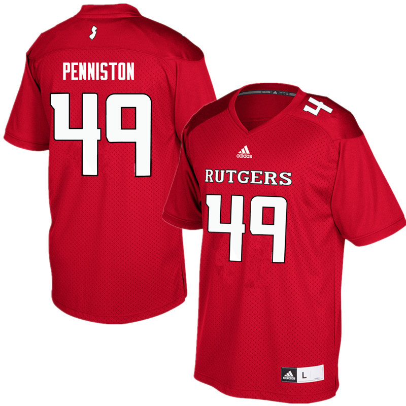 Men #49 Kyle Penniston Rutgers Scarlet Knights College Football Jerseys Sale-Red - Click Image to Close
